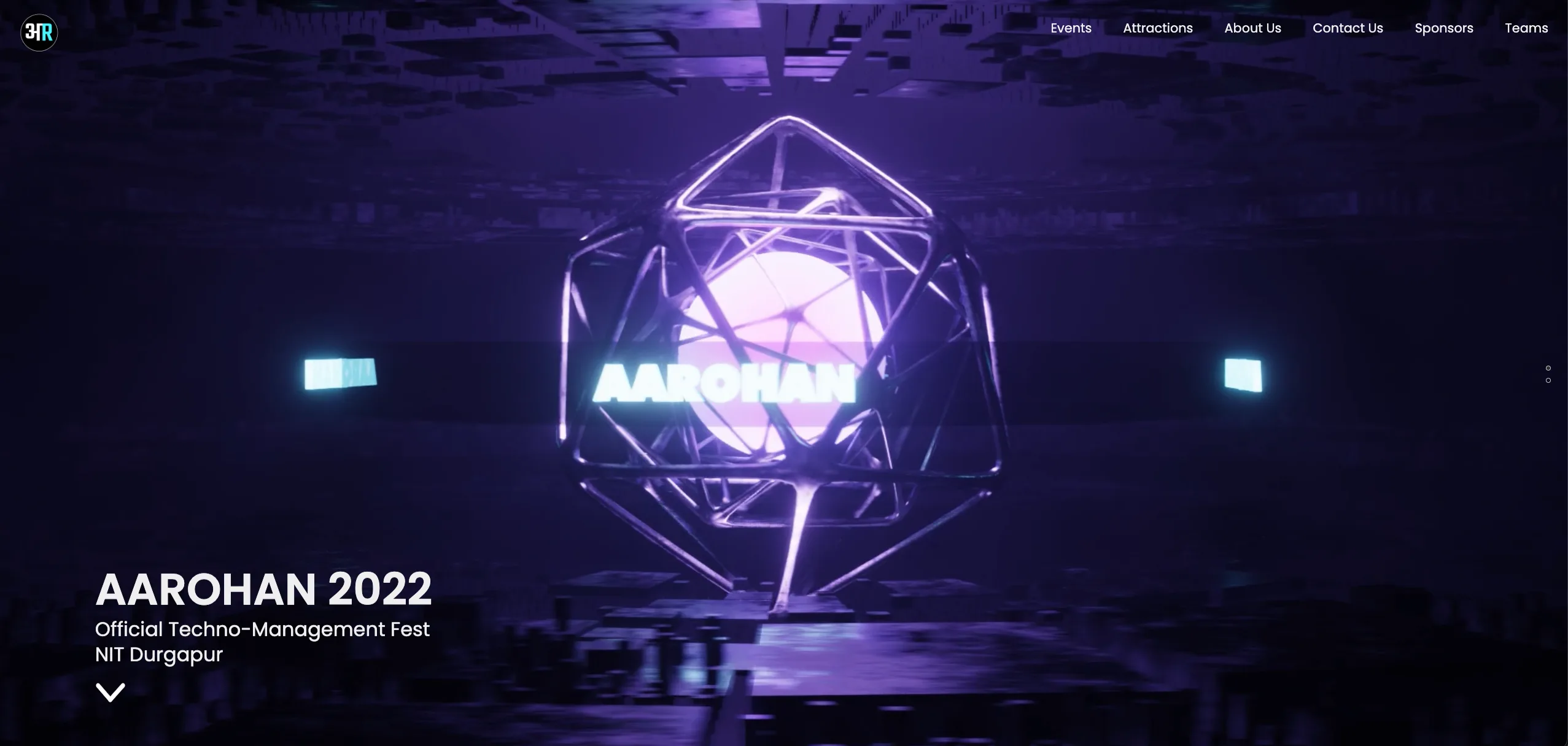 Aarohan 2022 landing page with neon hero and navbar