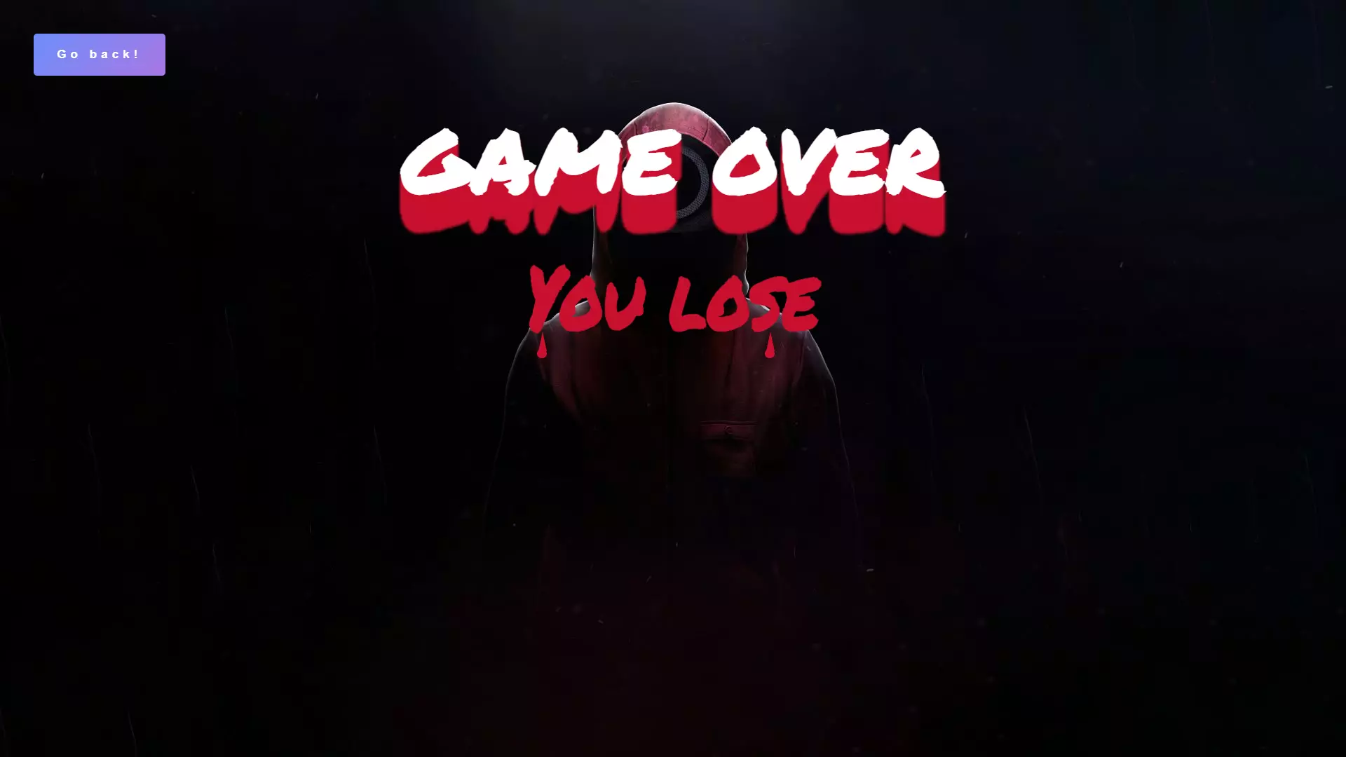Game over you lose screen